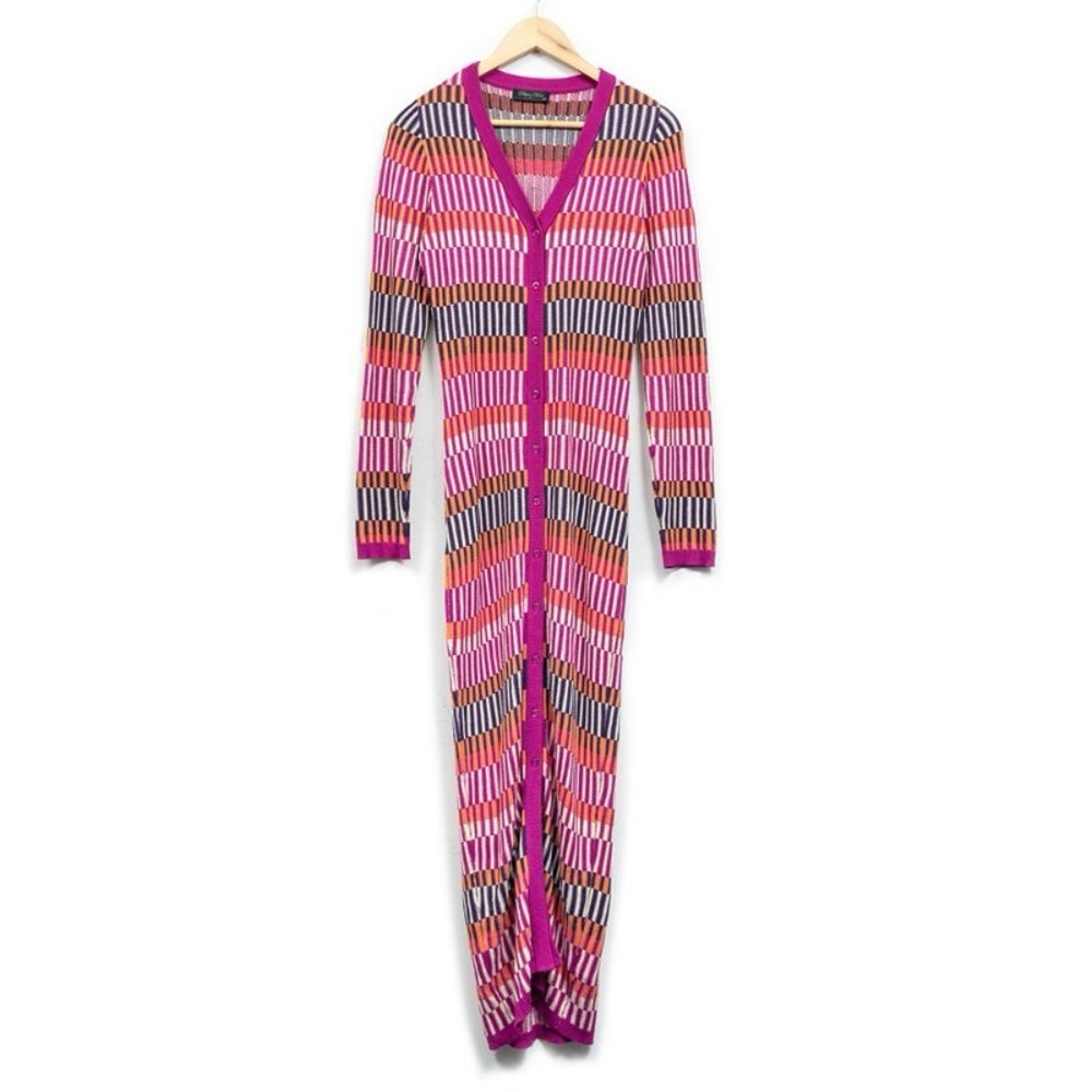 NASTYGAL NWOT! PINK CONTRAST STRIPED BUTTON KNITTED DRESS SIZE S